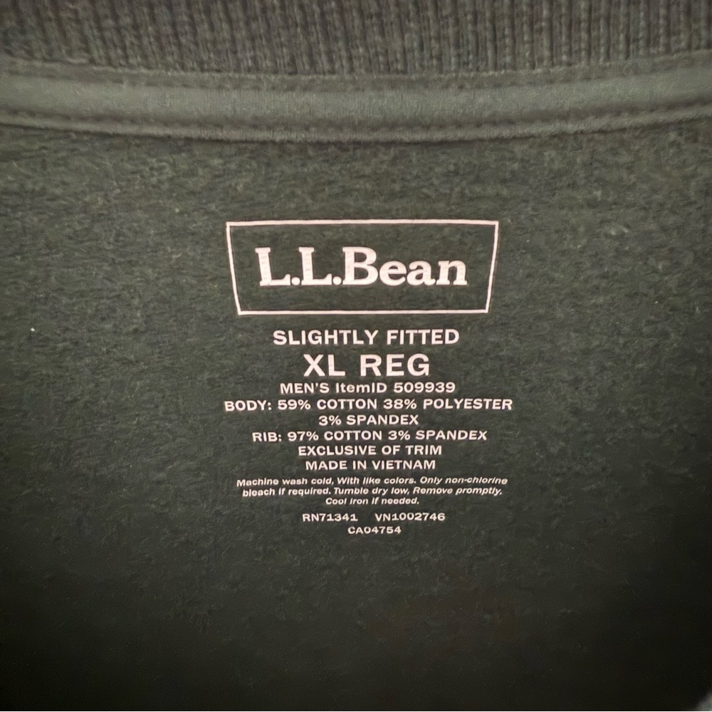 LL Bean Men Slightly Fitted Colorblock Crewneck Sweatshirt Green Brown XL 509939 - Picture 4 of 8